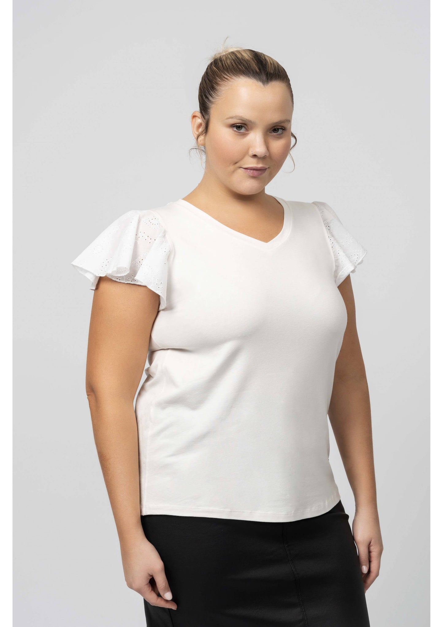 Almindelig bluse Plus Size hvid