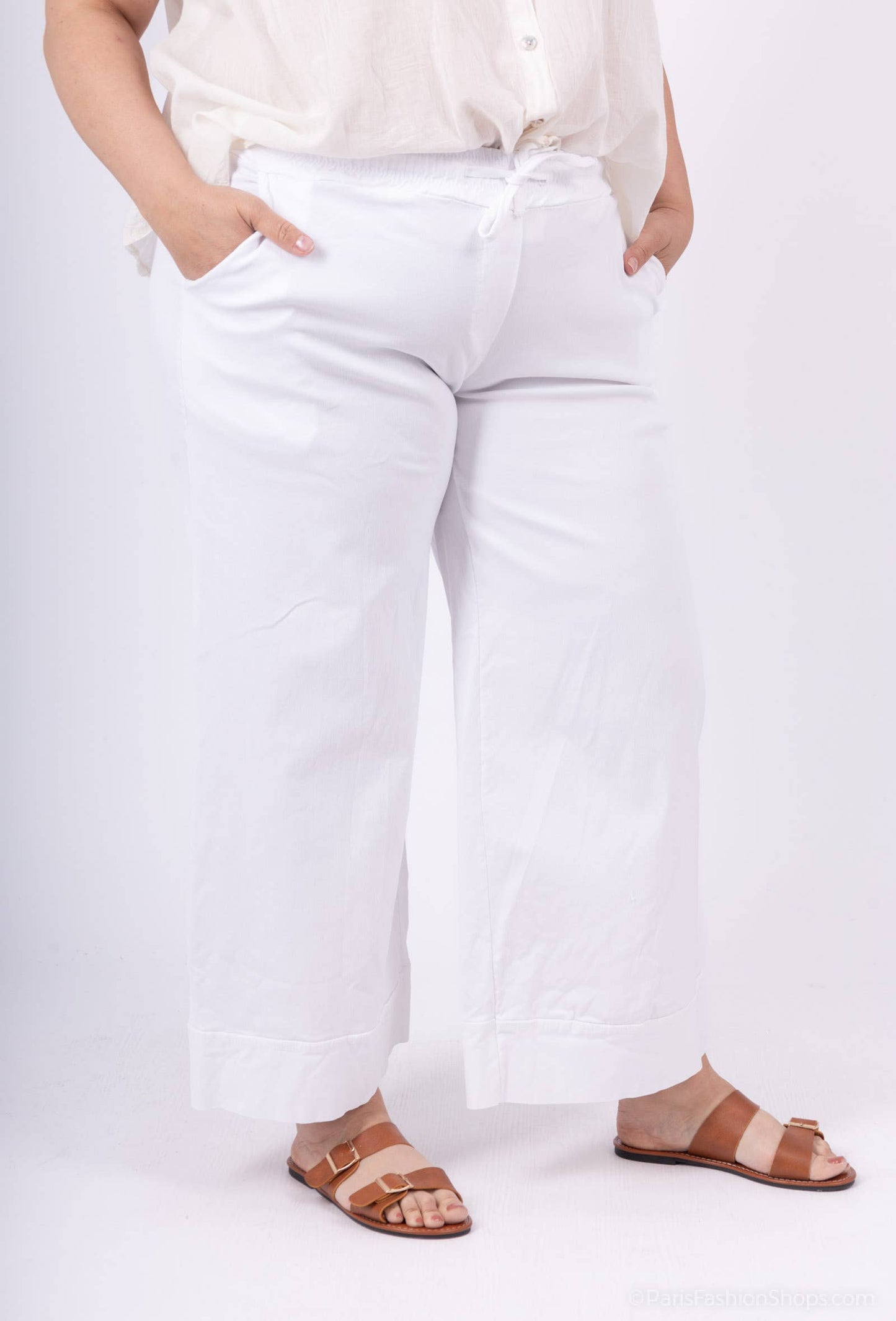 STOR STØRRELSE Bred jersey stretch bukser  plus size PPN2506GT