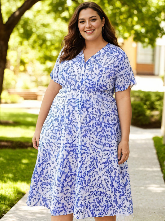 Plus size kjole med print