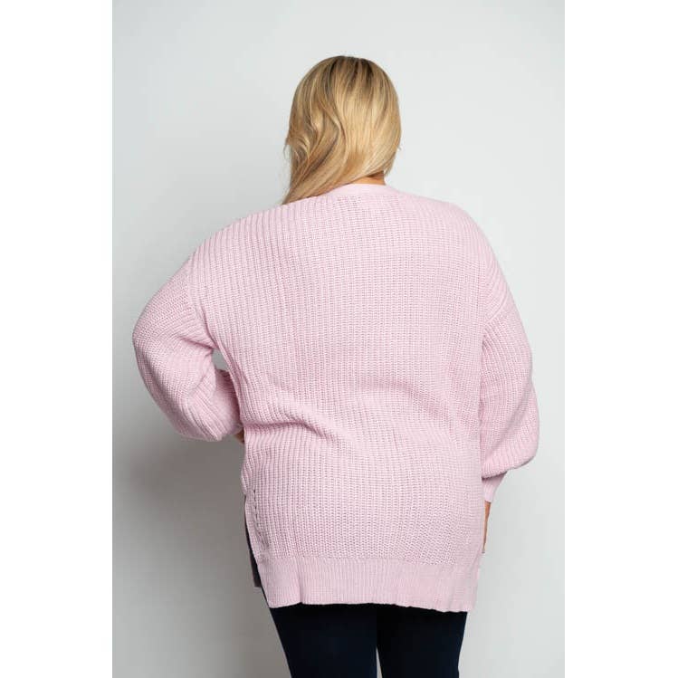 PLUS STØRRELSE ÅBEN FRONT SWEATER STRIK CARDIGAN