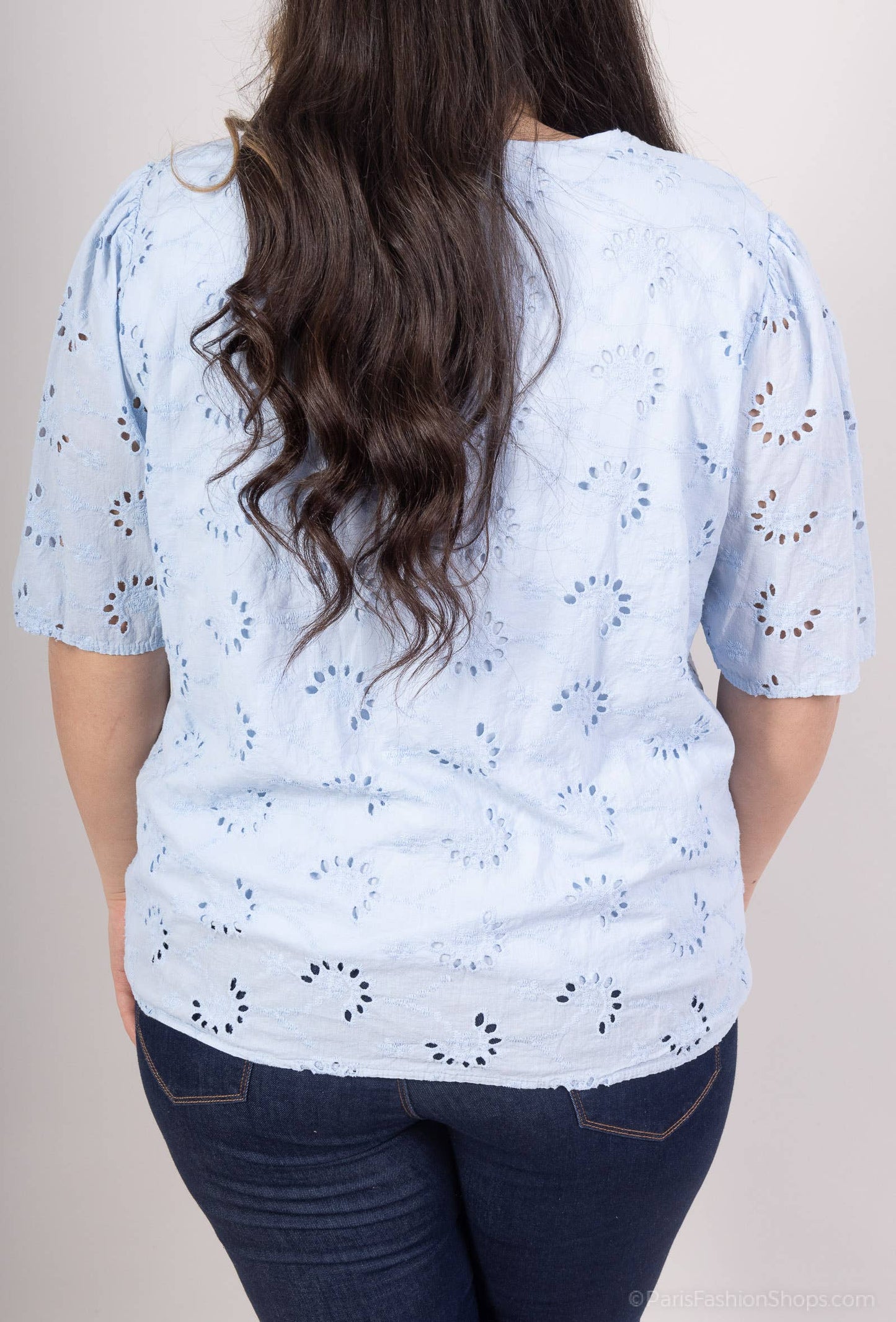 Plus size Bluse 100% bomuld broderi foret
