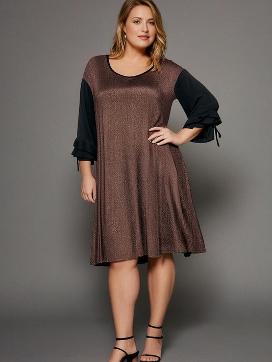 Stor kjole med bronzefarvede rhinsten (T3654)